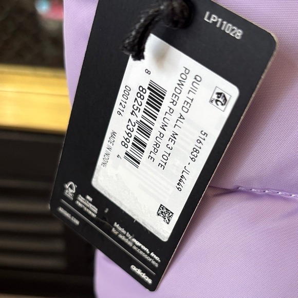 Adidas Women's Quilted All Me 3 Tote Powder Purple Plum Bag Puffy Travel NEW - Picture 6 of 10